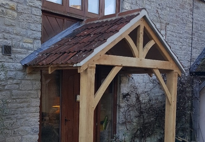 Bespoke oak porch for a barn conversion